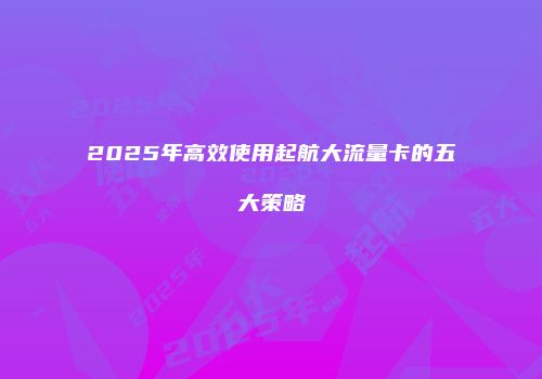 2025年高效使用起航大流量卡的五大策略