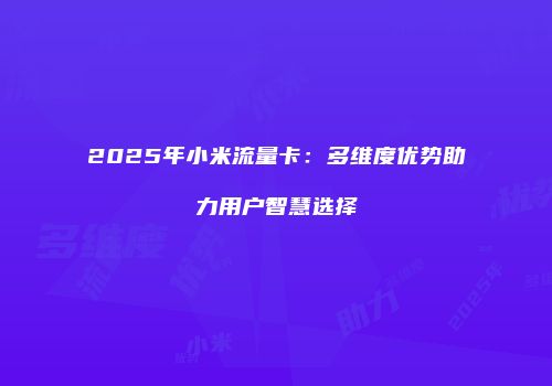 2025年小米流量卡:多维度优势助力用户智慧选择