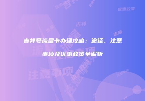 吉祥号流量卡办理攻略：途径、注意事项及优惠政策全解析