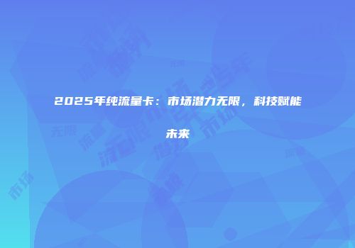 2025年纯流量卡：市场潜力无限，科技赋能未来