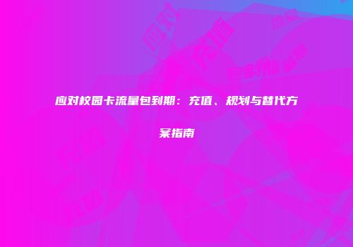 应对校园卡流量包到期：充值、规划与替代方案指南