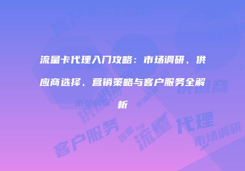 流量卡代理入门攻略：市场调研、供应商选择、营销策略与客户服务全解析