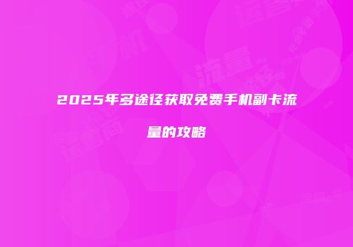 2025年多途径获取免费手机副卡流量的攻略