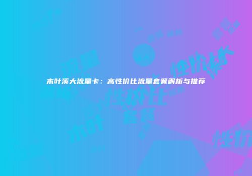 木叶溪大流量卡:高性价比流量套餐解析与推荐