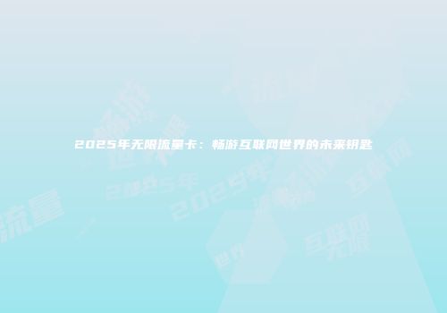 2025年无限流量卡:畅游互联网世界的未来钥匙