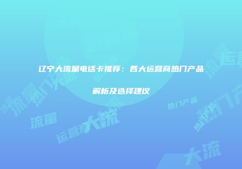 辽宁大流量电话卡推荐：各大运营商热门产品解析及选择建议