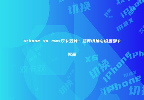 iPhone xs max双卡双待:如何切换与设置副卡流量