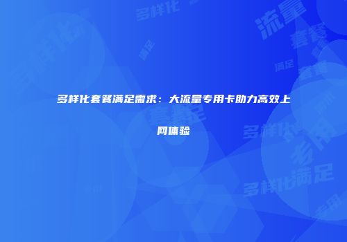多样化套餐满足需求：大流量专用卡助力高效上网体验
