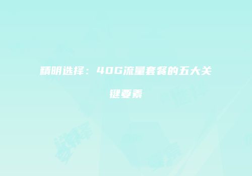 精明选择：40G流量套餐的五大关键要素