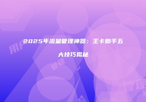2025年流量管理神器:王卡助手五大技巧揭秘