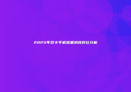2025年双卡手机流量消耗对比分析
