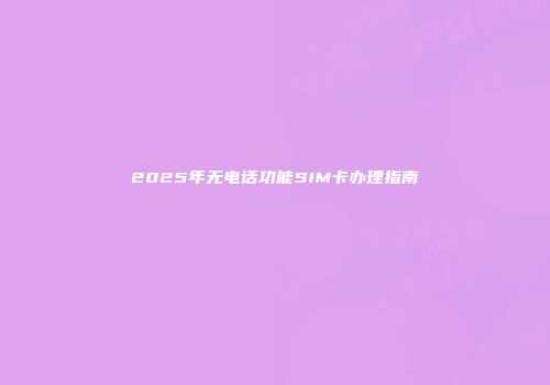 2025年无电话功能SIM卡办理指南