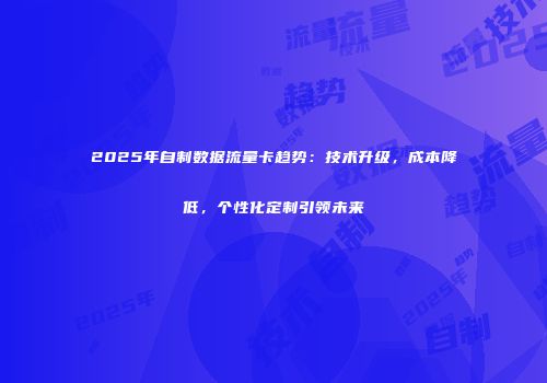 2025年自制数据流量卡趋势：技术升级，成本降低，个性化定制引领未来