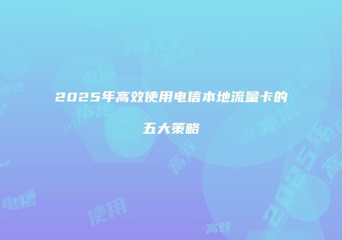2025年高效使用电信本地流量卡的五大策略