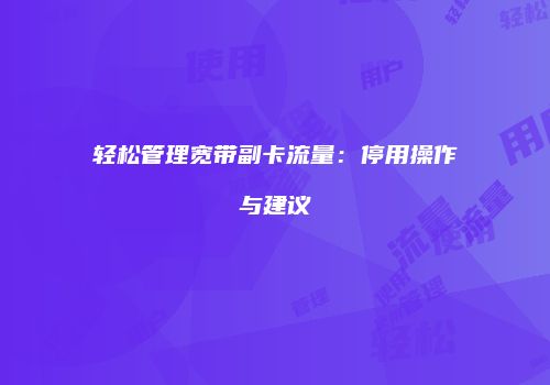 轻松管理宽带副卡流量:停用操作与建议