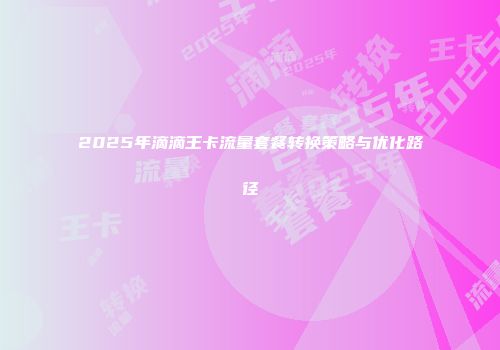 2025年滴滴王卡流量套餐转换策略与优化路径