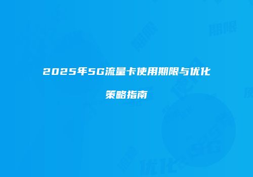 2025年5G流量卡使用期限与优化策略指南