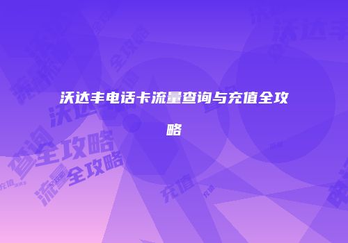 沃达丰电话卡流量查询与充值全攻略