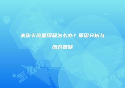 米粉卡流量用超怎么办？原因分析与应对策略