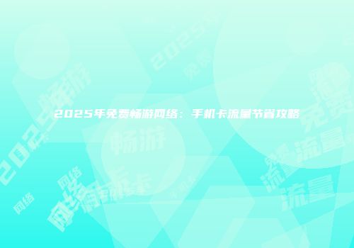 2025年免费畅游网络：手机卡流量节省攻略