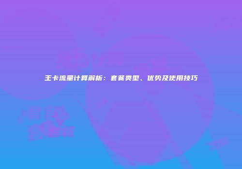 王卡流量计算解析：套餐类型、优势及使用技巧