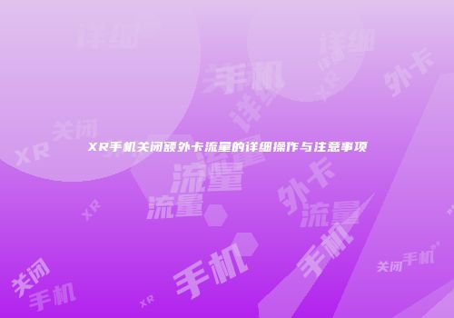 XR手机关闭额外卡流量的详细操作与注意事项