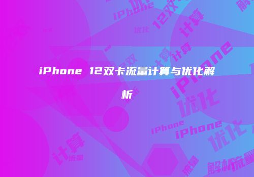 iPhone 12双卡流量计算与优化解析