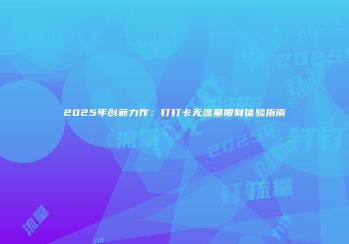 2025年创新力作:钉钉卡无流量限制体验指南