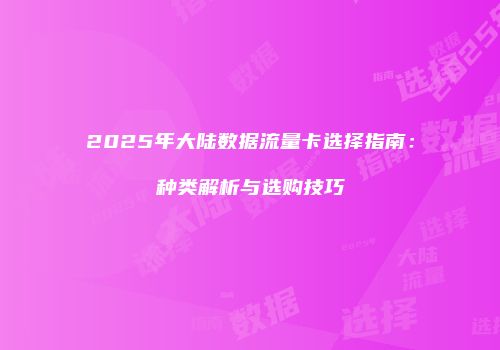 2025年大陆数据流量卡选择指南:种类解析与选购技巧