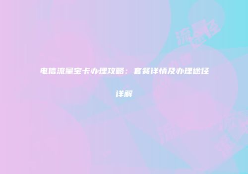 电信流量宝卡办理攻略:套餐详情及办理途径详解