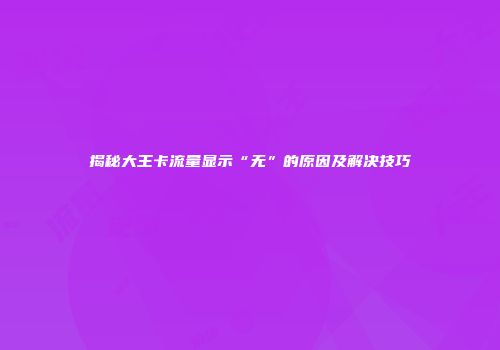 揭秘大王卡流量显示“无”的原因及解决技巧