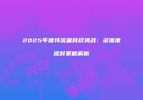 2025年推特流量耗尽挑战:多维度应对策略解析