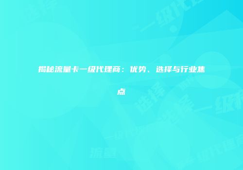 揭秘流量卡一级代理商：优势、选择与行业焦点