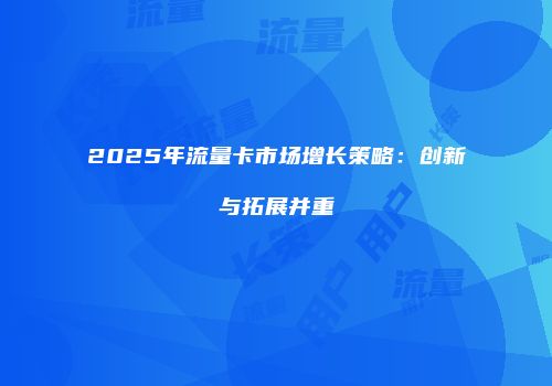 2025年流量卡市场增长策略:创新与拓展并重
