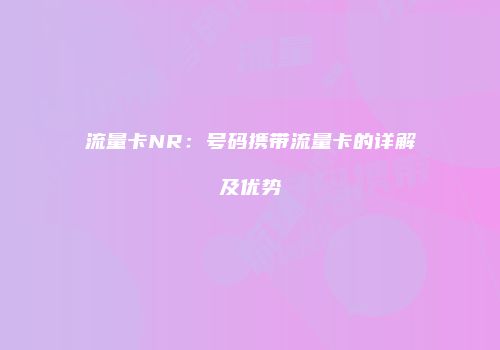 流量卡NR：号码携带流量卡的详解及优势