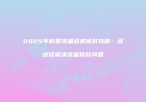 2025年校园流量危机应对攻略:多途径解决流量耗尽问题