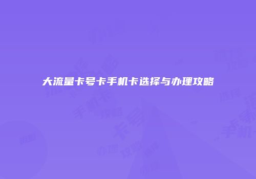 大流量卡号卡手机卡选择与办理攻略