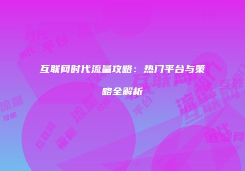 互联网时代流量攻略：热门平台与策略全解析