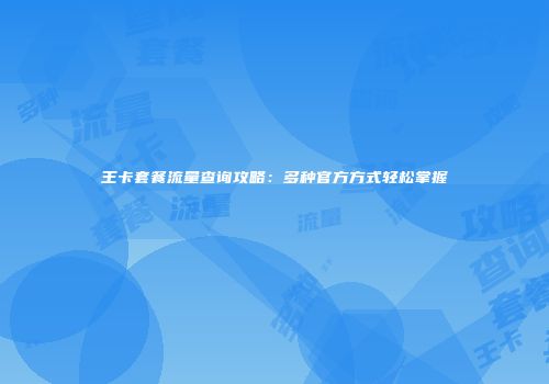 王卡套餐流量查询攻略：多种官方方式轻松掌握