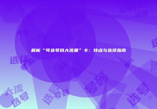 解析“可选号码大流量”卡:特点与选择指南
