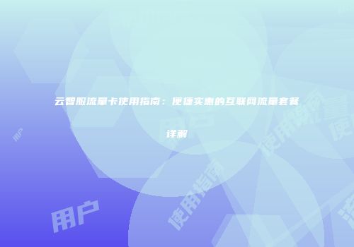 云智服流量卡使用指南：便捷实惠的互联网流量套餐详解