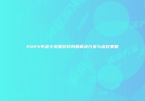 2025年副卡流量耗尽问题解决方案与应对策略