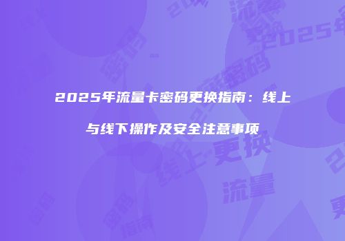 2025年流量卡密码更换指南：线上与线下操作及安全注意事项