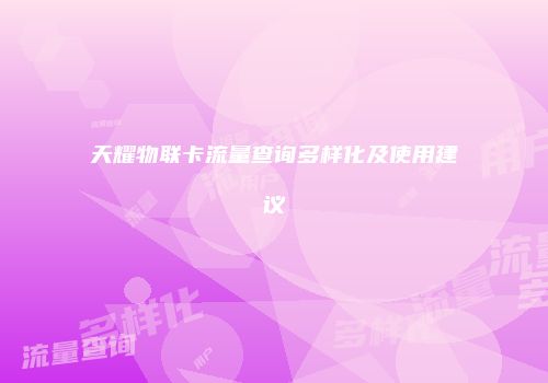 天耀物联卡流量查询多样化及使用建议