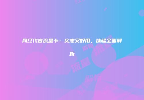 网红代言流量卡:实惠又好用,体验全面解析