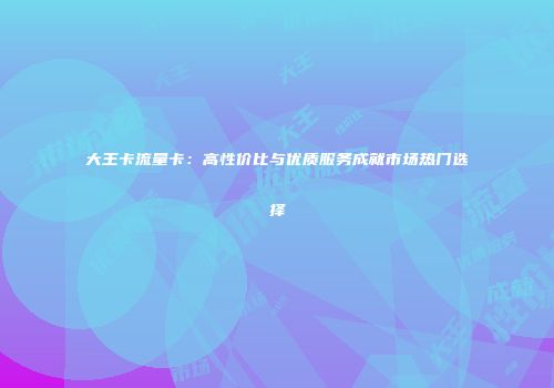 大王卡流量卡：高性价比与优质服务成就市场热门选择