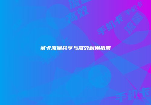 多卡流量共享与高效利用指南