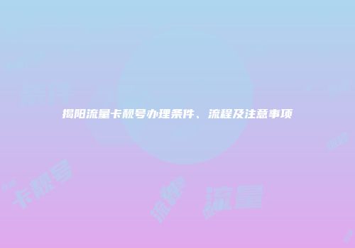 揭阳流量卡靓号办理条件、流程及注意事项