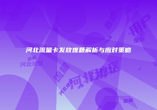 河北流量卡发放难题解析与应对策略