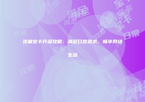 流量宝卡升级攻略：满足日常需求，畅享网络生活